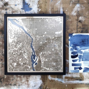 Portland Wooden Map - Laser Engraved