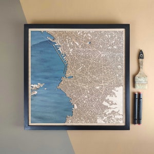 Marseille Personalisierte Holz Karte - Wohnkultur Wand Kunst Geschenk