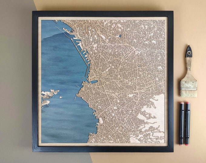 Marseille Personalized Wooden Map - Home Decor Wall Art Gift