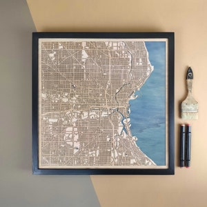 Carte en bois personnalisée de Milwaukee - Cadeau d'art mural pour décoration d'intérieur