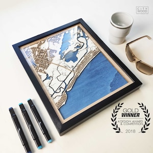 Custom Laser Cut Wood Map – Anniversary Gift, City Streets Art