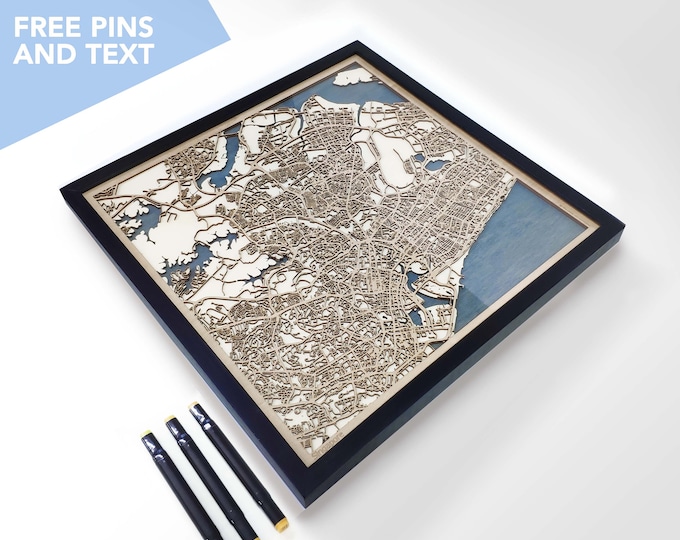 Singapore Wood Map - Laser Cut Wood Gifts