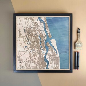 Carte en bois personnalisée de Saint-Augustin - Cadeau d'art mural pour décoration d'intérieur
