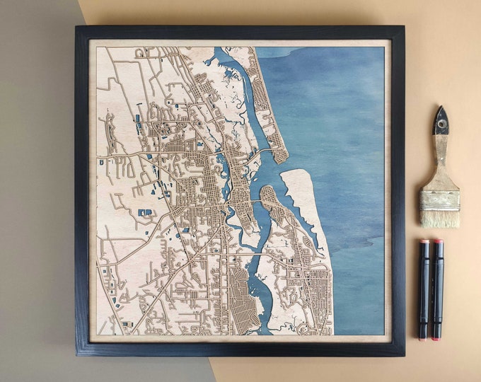 St Augustine Personalized Wooden Map - Home Decor Wall Art Gift