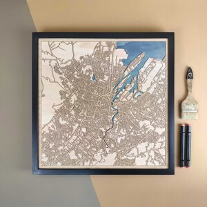 Carte en bois personnalisée de Belfast - Cadeau d'art mural pour décoration d'intérieur