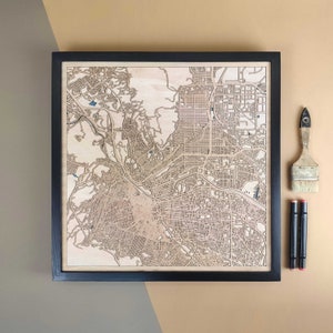 El Paso - Carte en bois personnalisée - Cadeau d'art mural pour décoration d'intérieur