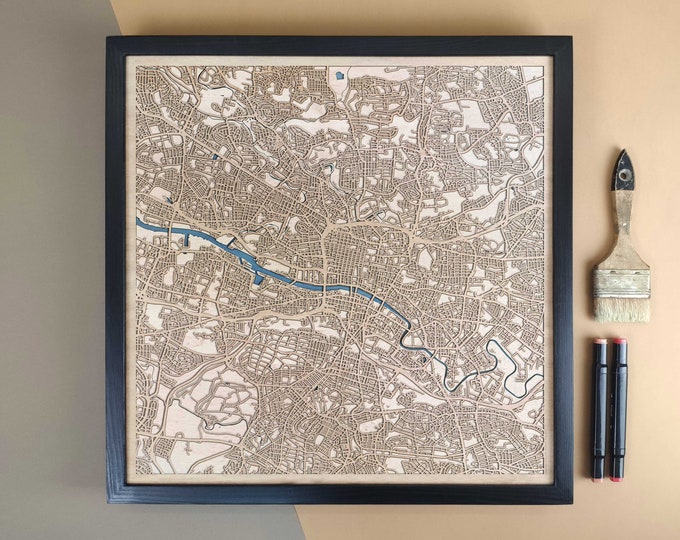 Glasgow Personalized Wooden Map - Home Decor Wall Art Gift