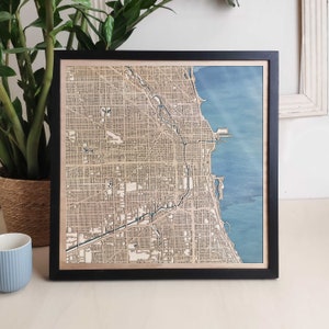 Chicago Custom Holz Karte - Geschenk für Männer oder Frauen