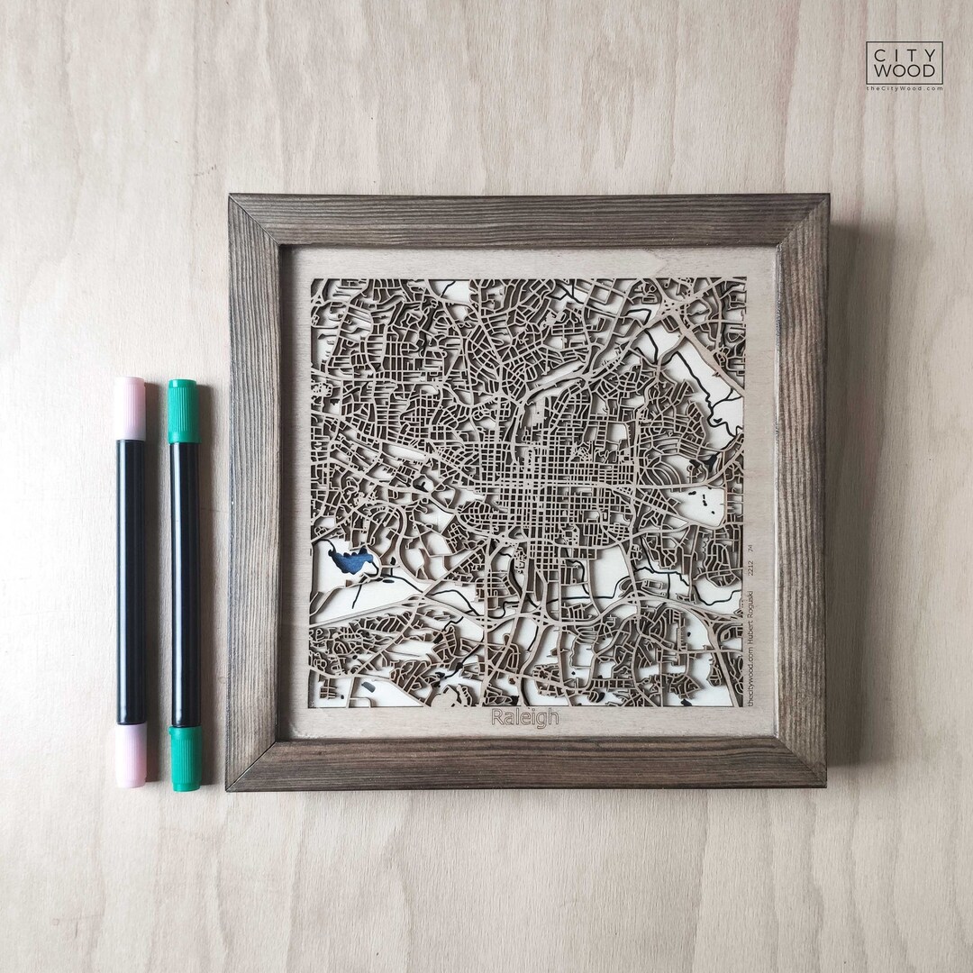 Raleigh Wood Map - 3d City Map - Etsy