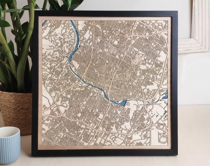 Austin Custom Wood Map - Personalized Art Gift