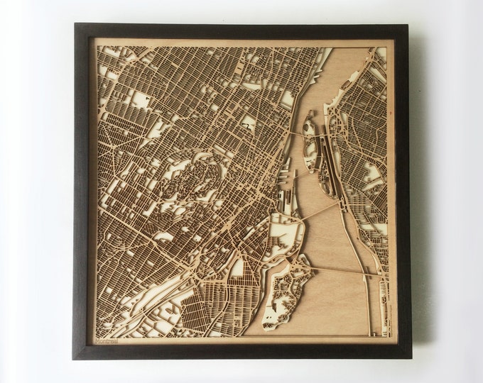 Montreal Wooden Map Art – Laser Cut 3D Framed Cityscape