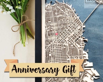 5th Anniversary Gift - Custom Wood Map, World Wedding Gift Engagement Gift for Couple,Laser Cut Wooden Anniversary Gift for Parent Craftsman