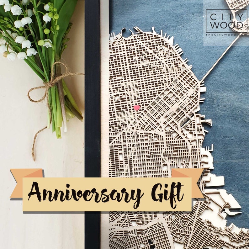 Custom Wooden Map - Lesbian Wedding Anniversary Gifts