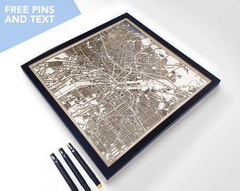 Dallas Wood Map - Laser Cut Wood Gifts