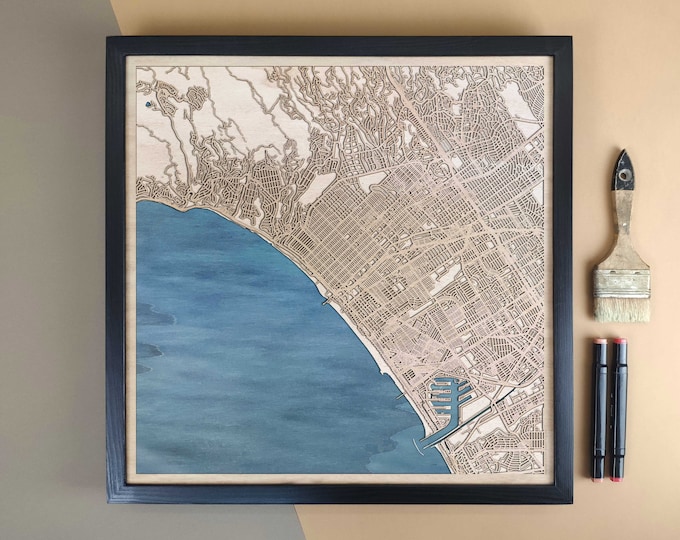 Santa Monica Personalized Wooden Map - Home Decor Wall Art Gift