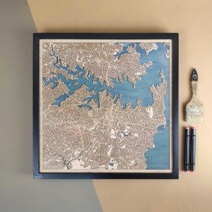 Carte en bois personnalisée de Sydney - Cadeau d'art mural pour décoration d'intérieur