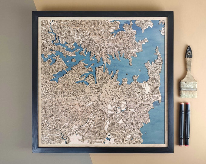Sydney Personalized Wooden Map - Home Decor Wall Art Gift