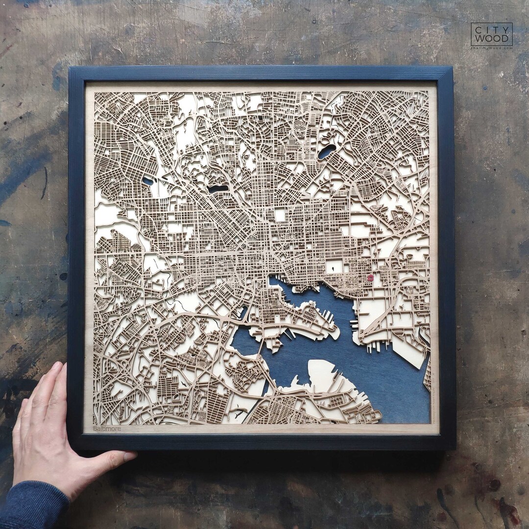 Baltimore Wood Map - 3d City Map - Etsy