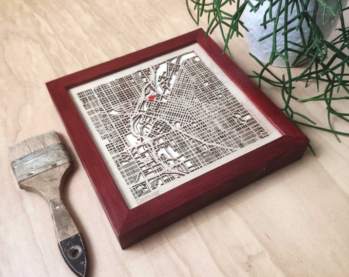 Denver Wooden Map - Laser Engraved