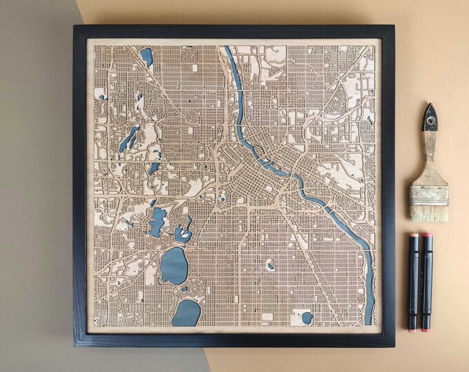 Minneapolis Personalized Wooden Map - Home Decor Wall Art Gift