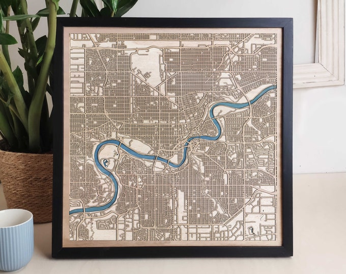 Edmonton Custom Wood Map - Personalized Art Gift