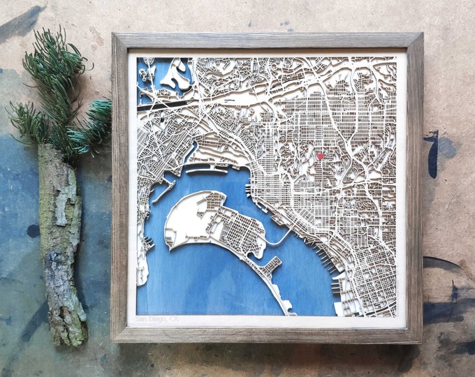 San Diego Wood Map - 3d City Map