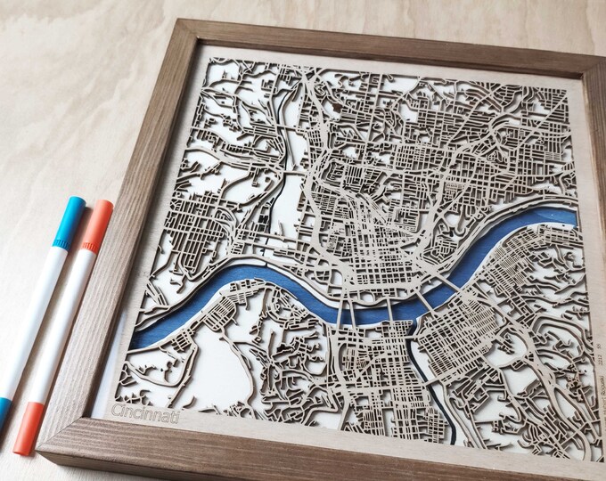 Cincinnati Wood Map - Wall Decor