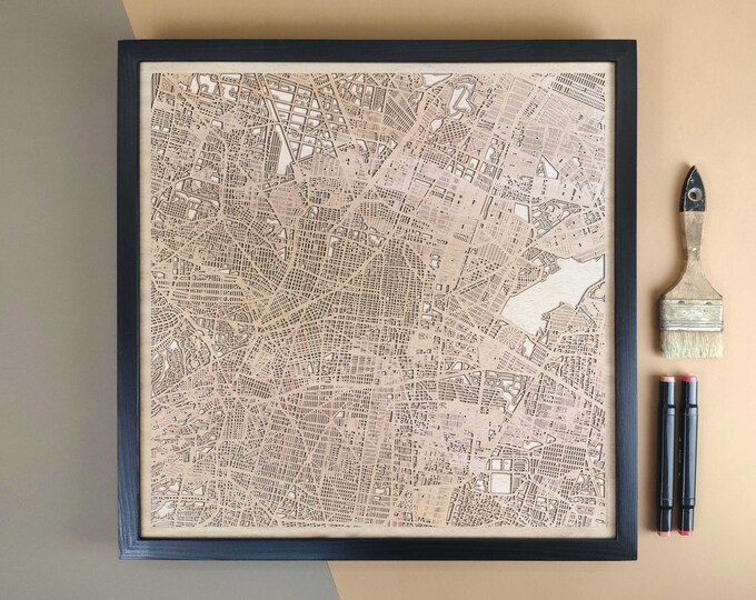 Mexico City Personalized Wooden Map - Home Decor Wall Art Gift