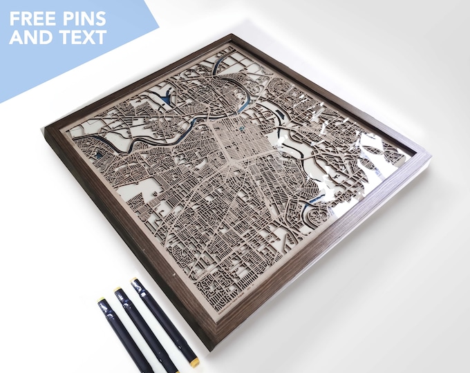 Sacramento Wood Map - Laser Cut Wood Gifts