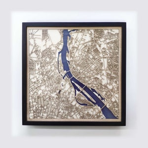 Riga Holz Karte - Kiefernholz Laser Cut Straßen Stadt Map 3d gerahmt Minimal Minimalist Wand Kunst Holz - Geburtstag Weihnachten Hochzeitsgeschenk