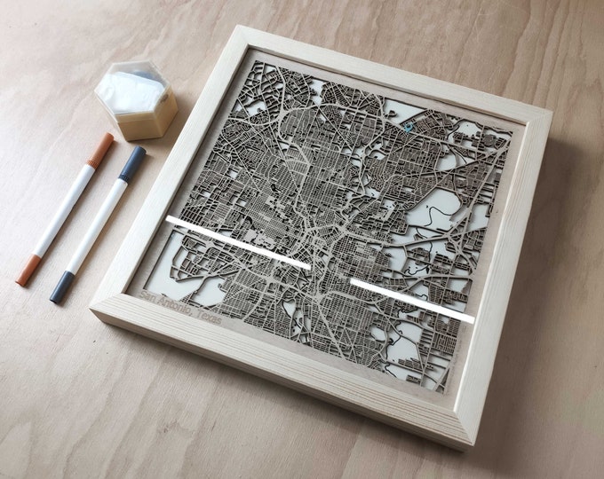 San Antonio Wood Map - 3d City Map