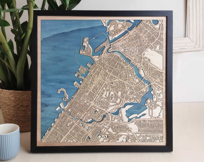 Dubai Custom Wood Map - Personalized Art Gift