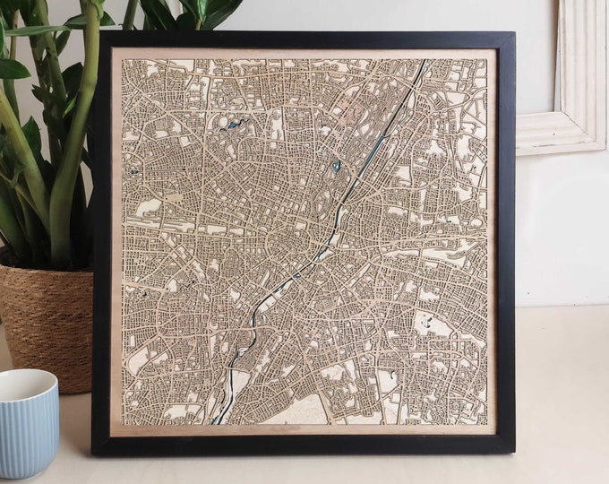 Munich Custom Wood Map - Personalized Art Gift