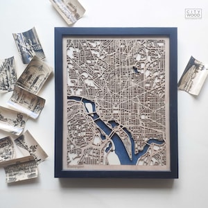 Carte du bois de Washington - carte découpée au laser 3D