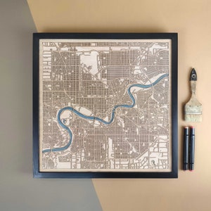 Carte en bois personnalisée d'Edmonton - cadeau d'art mural décoration d'intérieur