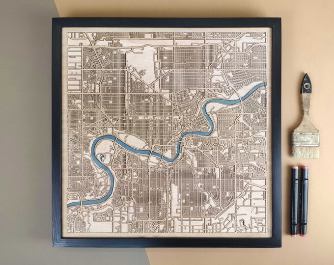 Edmonton Personalized Wooden Map - Home Decor Wall Art Gift
