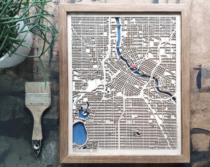 Minneapolis Wood Map - 3d City Map