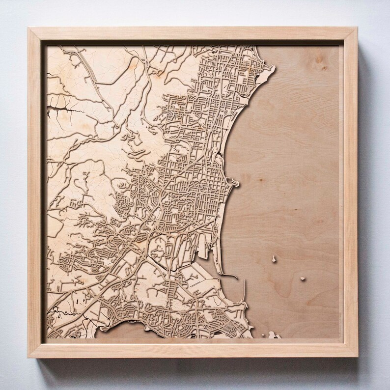 Wollongong Wooden Map Pinewood Laser Cut Streets City Maps Etsy