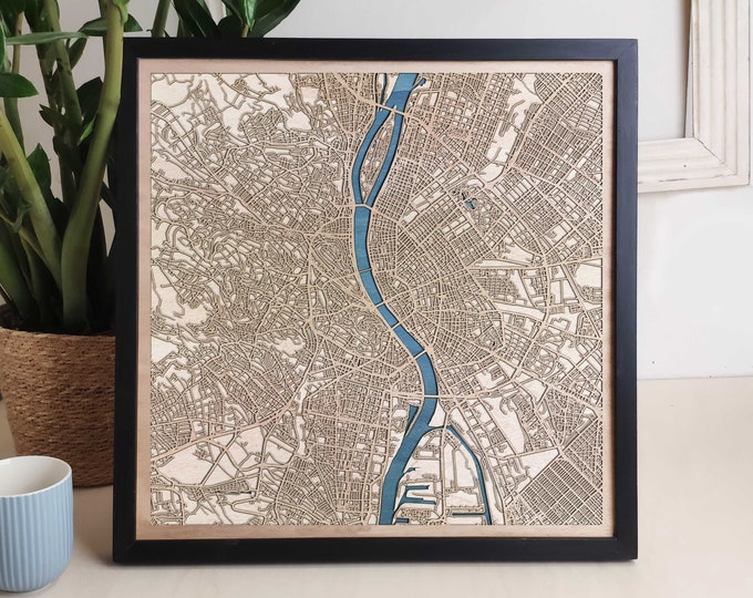 Budapest Custom Wood Map - Personalized Art Gift