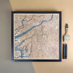 Carte en bois personnalisée d'Osaka - Cadeau d'art mural pour décoration d'intérieur