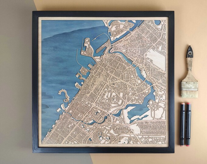 Dubai Personalized Wooden Map - Home Decor Wall Art Gift