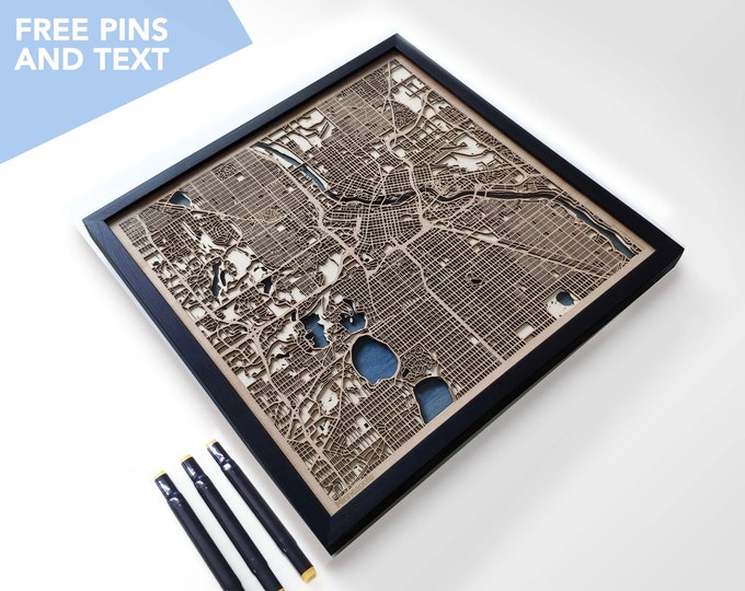 Minneapolis Wood Map - Laser Cut Wood Gifts