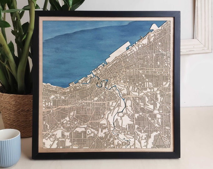 Cleveland Custom Wood Map - Personalized Art Gift