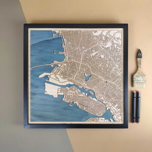 Carte en bois personnalisée d'Oakland - Cadeau d'art mural pour décoration d'intérieur