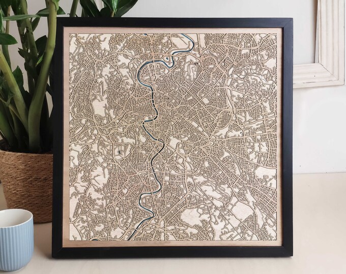 Rome Custom Wood Map - Personalized Art Gift
