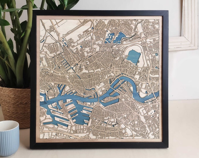 Rotterdam Custom Wood Map - Personalized Art Gift