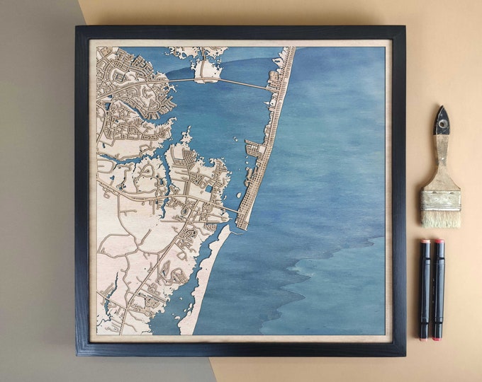 Ocean City Personalized Wooden Map - Home Decor Wall Art Gift