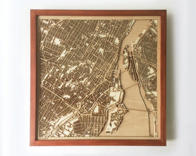 Montreal Wooden Map – Laser Cut 3D City Street Art