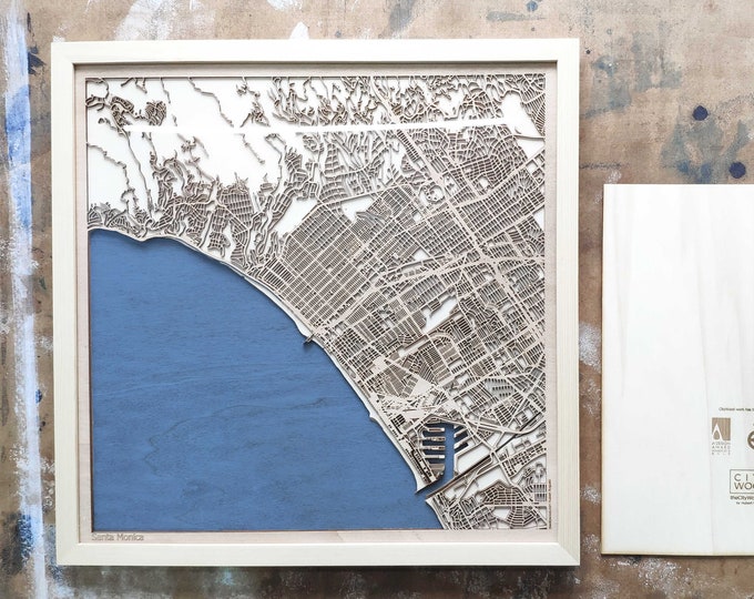 Santa Monica Wood Map - 3d City Map