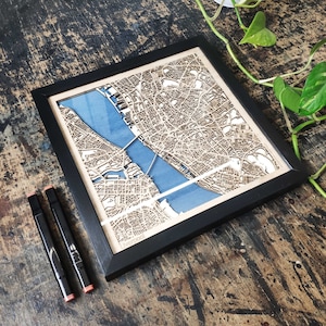 Carte en bois de Liverpool - Plan de la ville en 3D